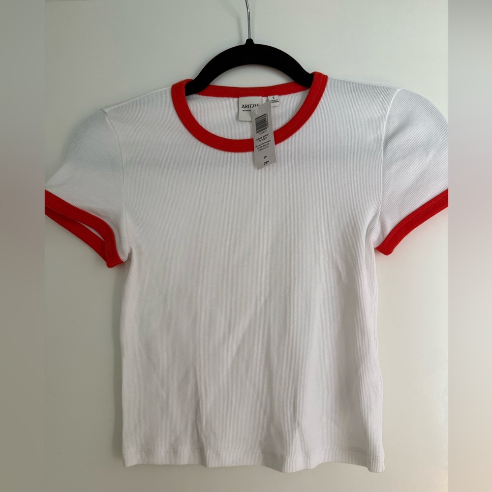 NWT Aritzia crew waist ringer T-shirt size small poppy red - Picture 2 of 3